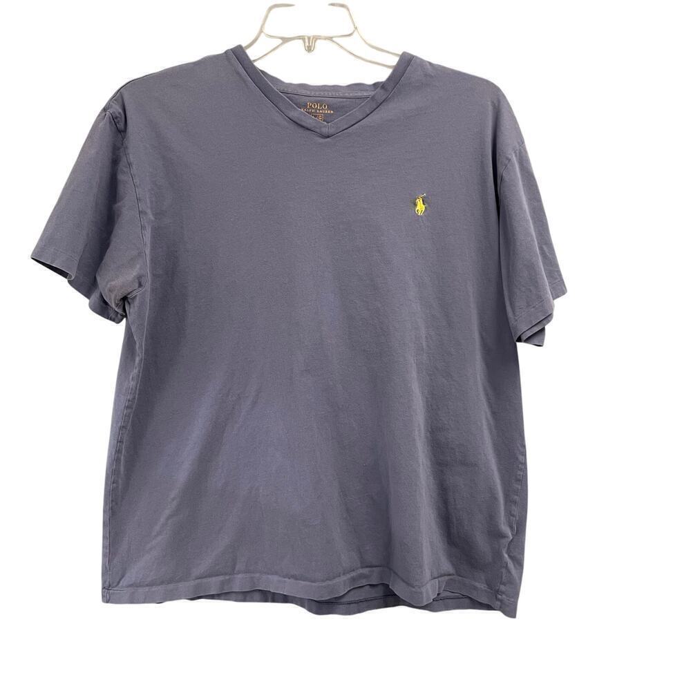 Ralph Lauren Polo Mens Size Large Short Sleeve V-Neck Tee Yellow Pony Logo